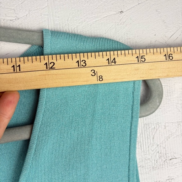 VTG Y2K Will Smith Turquoise Sleeveless Wrap Top Seashell Fringe Size L V-Neck - Picture 3 of 7